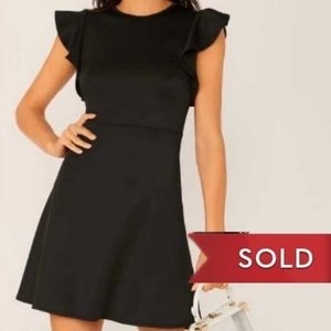 *SOLD*SOLD*SOLD** SHEIN Black Fit n' Flare Flutter Cap Sleep Stretch